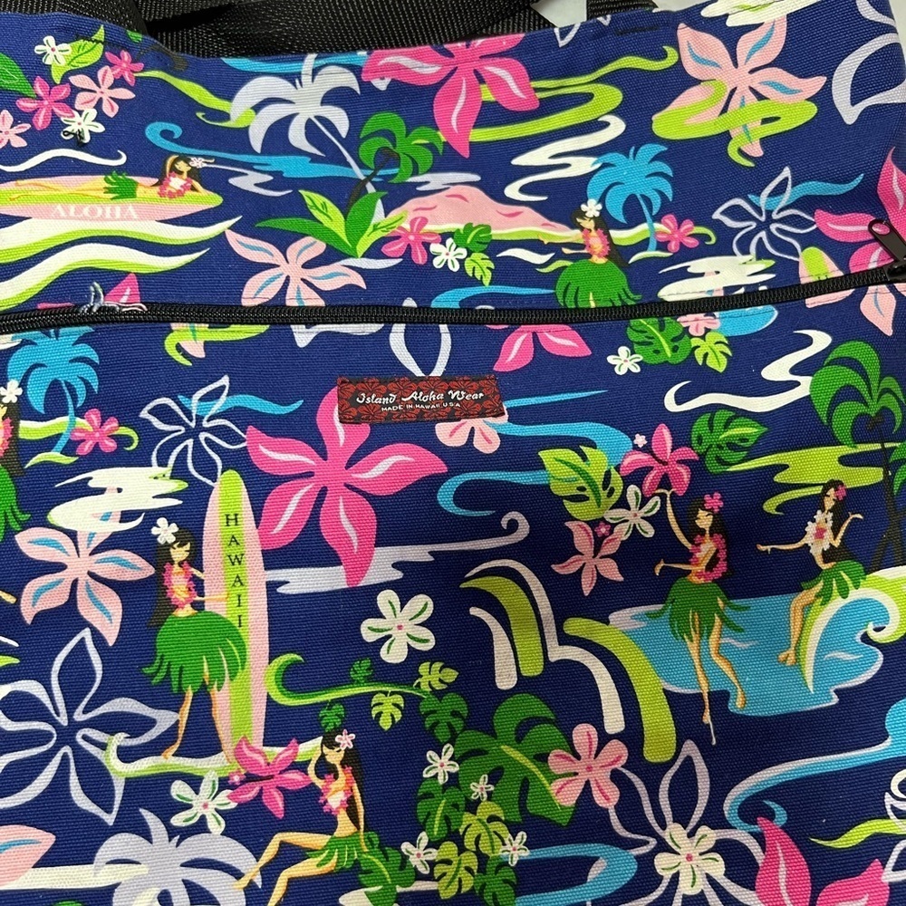 Island Aloha Wear Reversible Hula Girl Tote Bag 12” x 14” x 6” - Picture 9 of 9